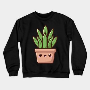Cute Plant in Kawaii Style | Kawaii Illustration Design | Kawaii Cactus Houseplant Crewneck Sweatshirt